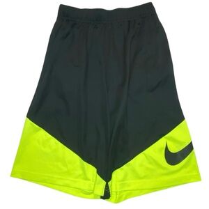 Nike Youth Athletic Dri‎ Fit Black Neon Green Athletic Basketball Shorts Sz L